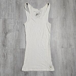 Y2K Abercrombie & Fitch White Tank Cami Top Moose Logo Size Medium